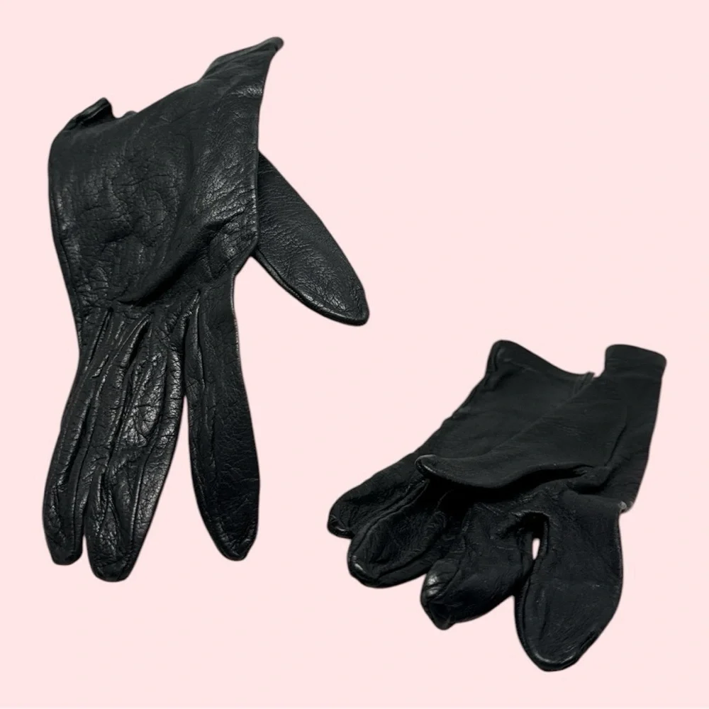 Vintage Leather Gloves 2 Pairs Black and Brown Extra Small